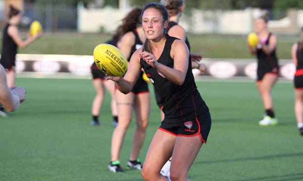 HayleyBullas_webhero.jpg Hayley Bullas is excited to wear the red and black with pride in Essendon's inaugural VFLW season.